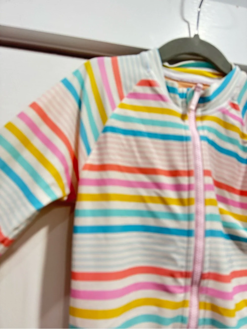 J.‎ Crew Girls' striped rash guard swimsuit 10 Rainbow Summer Vacation Beach